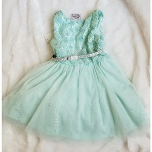 Knit Works Teal Tulle Sparkle Dress